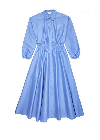 Beymen Club Mavi Midi Tafta Gömlek Elbise - 7