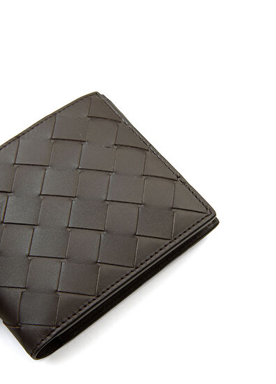 Intrecciato Siyah Kahverengi Erkek Deri Cüzdan - Görsel 6
