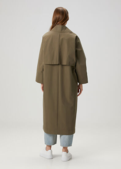 Beymen Club Oversize Haki Kruvaze Pardösü - 6