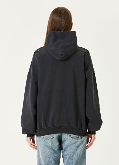 Balenciaga Paris Liberty Siyah Kapüşonlu Sweatshirt - 5