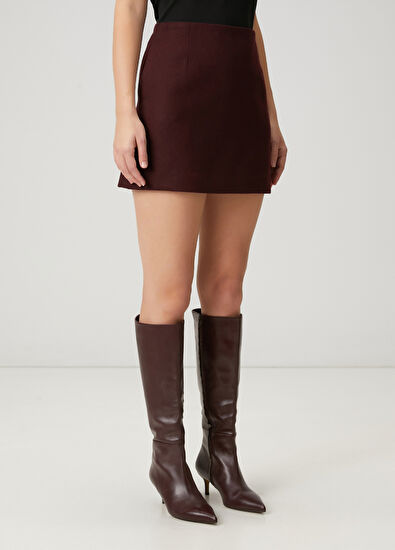 Beymen Club Bordo Mini Yün Etek - 3