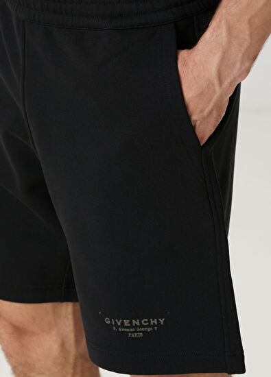 Givenchy Regular Fit Siyah Logo Baskılı Bermuda - 4