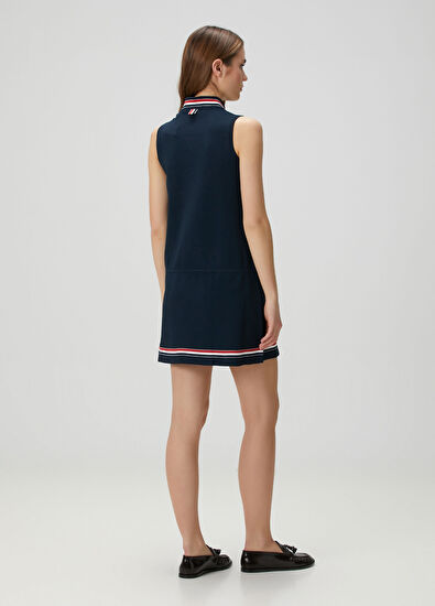 Thom Browne Lacivert Mini Polo Elbise - 4