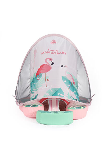 Mambobaby Pembe Flamingo Emniyetli Gölgelikli ve Ayak Destekli Bebek Yüzme Simidi - 4