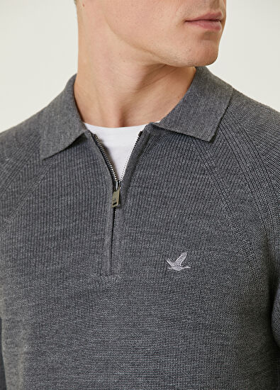 Beymen Club Antrasit Melanj Polo Yaka Yün Triko - 6