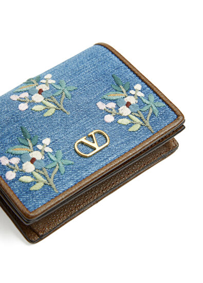 Valentino Garavani VLogo Blue Women's Denim Wallet - 5