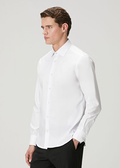 Beymen Club Comfort Fit White Classic Non-Iron Oxford Shirt - 4