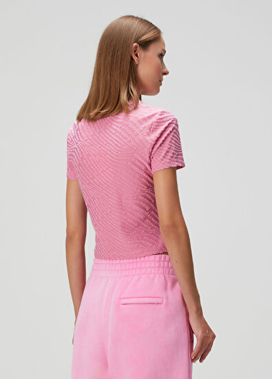 T by Alexander Wang Pink Logo Jacquard T-Shirt - 4