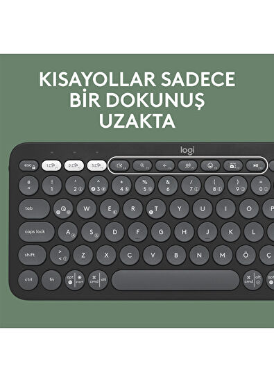 Logitech Pebble 2 Combo Çoklu Sessiz Grafit Kablosuz Türkçe Q Klavye Mouse Seti - 5