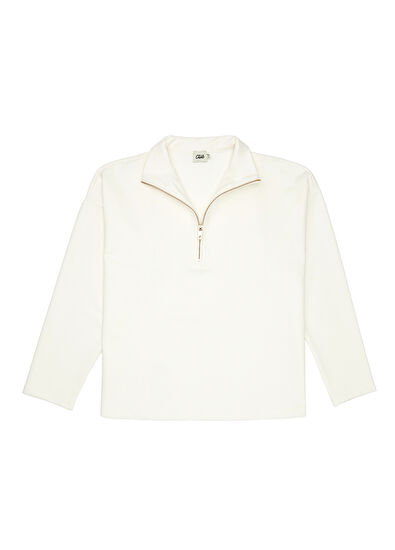 Beymen Club Ekru Yarım Fermuarlı Sweatshirt - 7