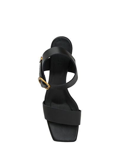 Beymen Club Siyah Amorf Tokalı Kadın Deri Sandalet - 4