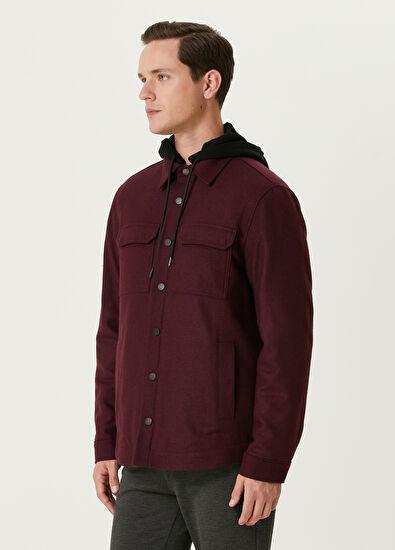 Beymen Club Burgundy Hooded Wool Cachet Overshirt - 4