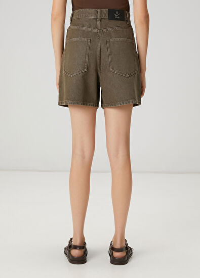 Beymen Club Haki Yıkamalı Basic Denim Şort - 5