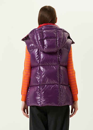 Moncler Luzule Mor Kapüşonlu Puff Yelek - 5