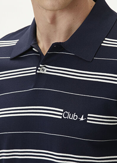 Beymen Club Lacivert Polo Yaka T Beyaz Çizgili Kısa Kol Triko - 6