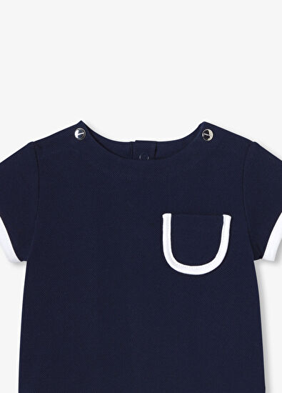 Jacadi Paris Lacivert Pamuklu Pike Şortlu Erkek Bebek İkili Set - 3