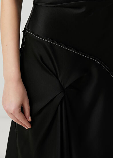Victoria Beckham Black Asymmetrical Draped Maxi Evening Dress - 5