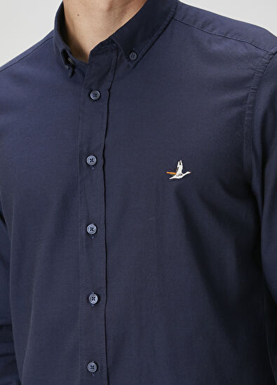Beymen Club Slim Fit Lacivert Oxford Gömlek - 6