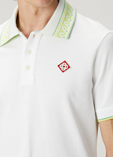 Casablanca Beyaz Polo Yaka T-shirt - 5