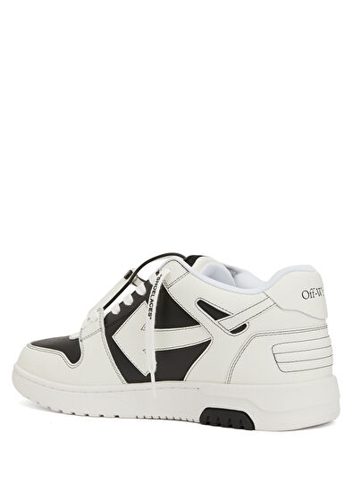 Off-White Siyah Beyaz Erkek Deri Sneaker - 3