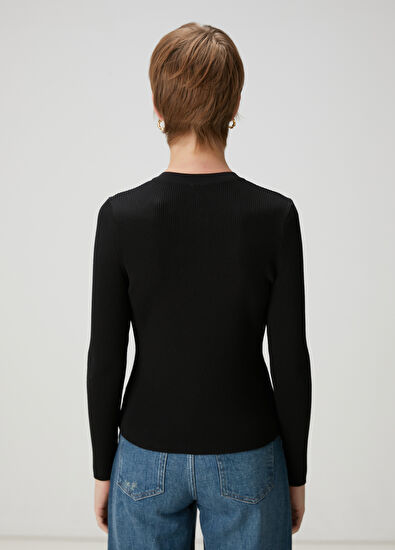 Beymen Club Black Ribbed Cardigan - 4