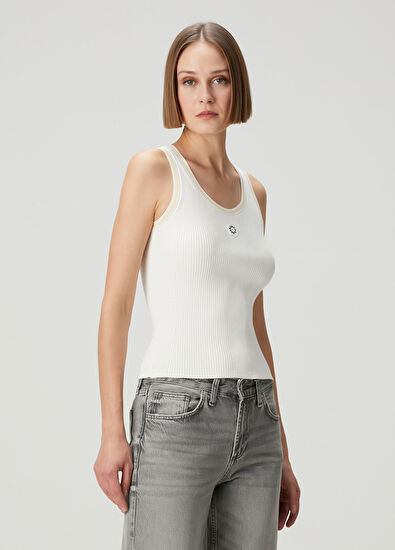 Kenzo Off-White Ribbed Tank Top - 3