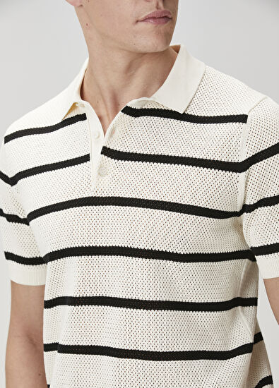 Beymen Club Cream Navy Blue Polo Knitwear - 6