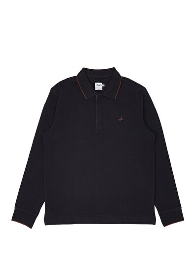 Beymen Club Comfort Fit Dark Navy Ottoman Polo Sweatshirt - 5
