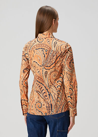 Etro Turuncu Şal Desenli Gömlek - 4