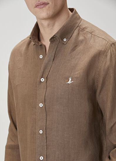 Beymen Club Comfort Fit Vizon Keten Gömlek - 6