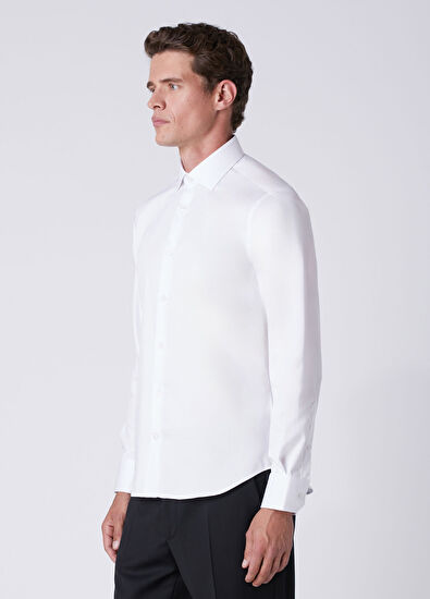 Beymen Club Comfort Fit Beyaz Armürlü Non-iron Gömlek - 5