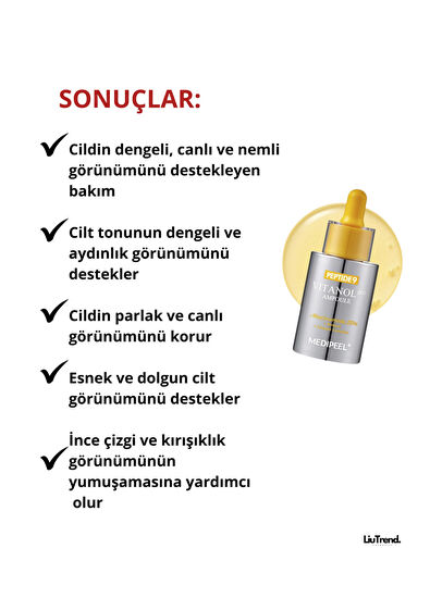 MEDIPEEL Peptide 9 Vitanol Ampoule Pro Peptit Ve %20 Niasinamid İçeren Lifting Ampulü Leke Karşıtı Cilt Serumu 30 ml - 3