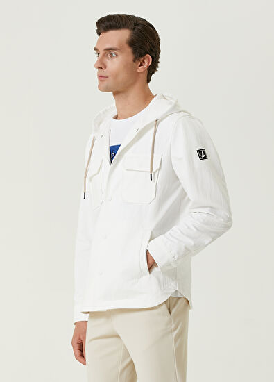 Beymen Club White Hooded Logo Overshirt - 4