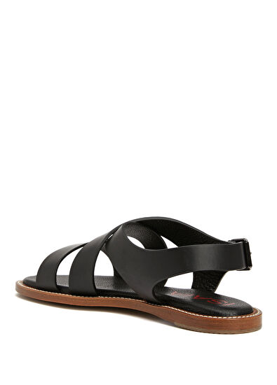 Isaia Siyah Erkek Deri Sandalet - 3