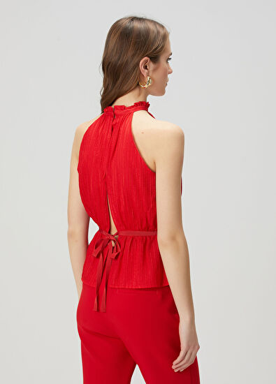 Beymen Collection Kırmızı İpek Bluz - 5