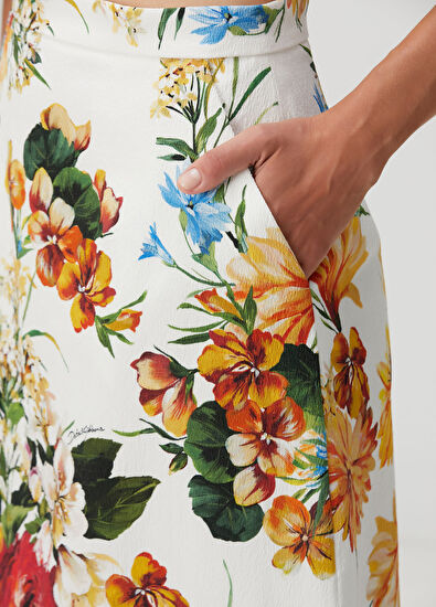 Dolce&Gabbana White Floral Midi Skirt - 5