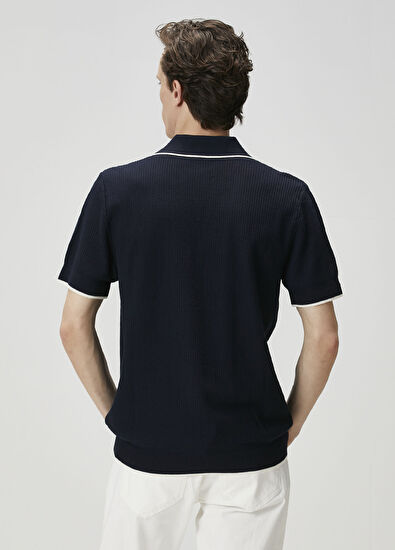 Beymen Club Navy Blue Dobby Short Sleeve Sweater - 5