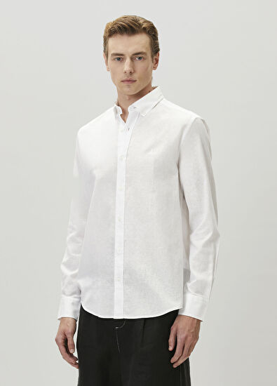 Beymen Club Comfort Fit White Linen Shirt - 4