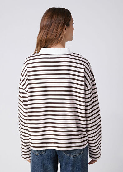 Beymen Club Brown Pink Striped Sweatshirt - 5