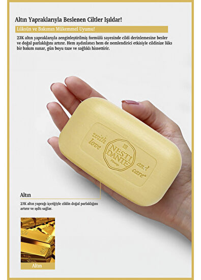 Nesti Dante Luxury Gold Parlatıcı Vegan Bakım Kalıp Sabun 250 gr - 3