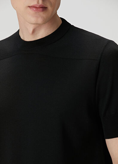 Jil Sander Siyah Kısa Kollu Yün Triko - 5