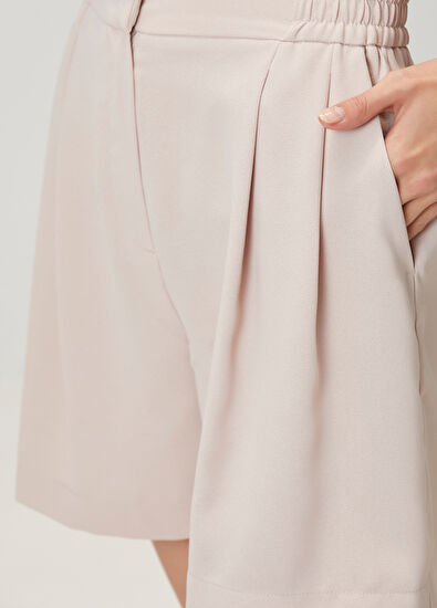 Beymen Club Light Beige Pleated Shorts - 5