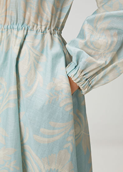 Beymen Club Mint Floral Midi Organza Shirt Dress - 7