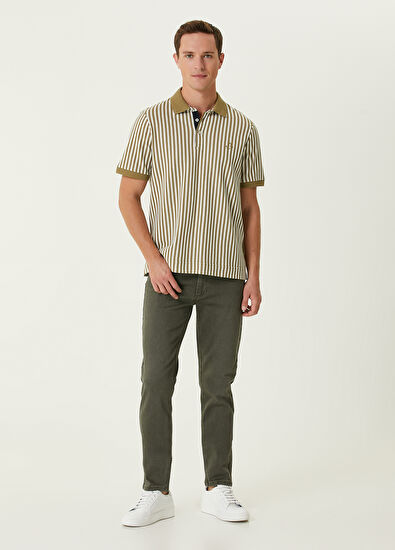Beymen Club Comfort Fit Haki Çizgili Polo Yaka T-shirt - 4