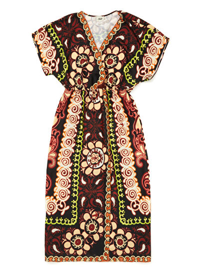 Beymen Club V Yaka Desenli Midi Elbise - 7