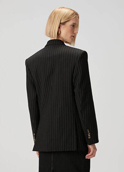 Wardrobe Nyc Black Striped Double-Breasted Wool Jacket - 4
