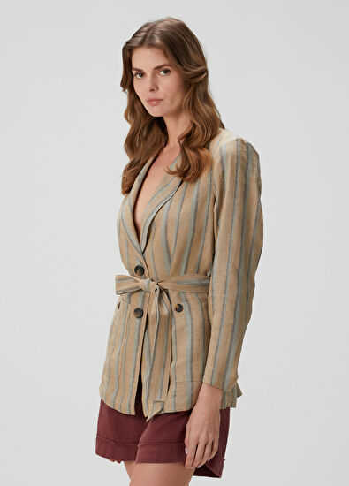 Diega Çok Renkli Keten Ceket - 3