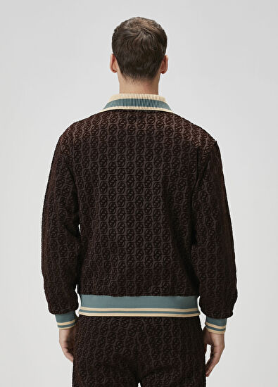 Drôle De Monsieur Koyu Kahverengi Geometrik Desenli Sweatshirt - 4