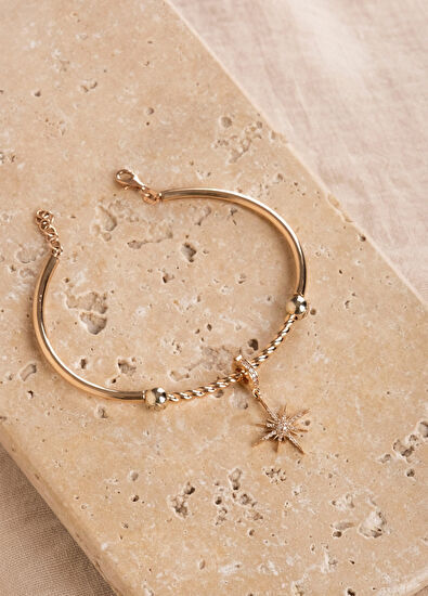 Safir Mücevher S'Charm Star 14K Gold Women's Charm with Diamond Stones - 3