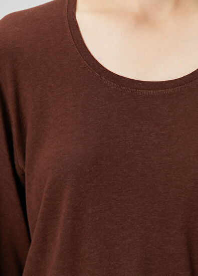 Loulou de Saison Ava Kahverengi Uzun Kollu T-shirt - 5